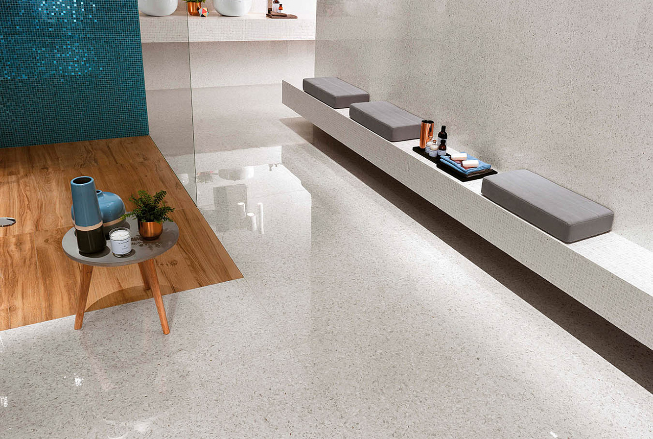 Керамическая плитка Marvel Terrazzo Blue 40x80, Marvel Terrazzo White 40x80, Мозаика Marvel Terrazzo Blue Micromosaico 30,5x30,5, Marvel Terrazzo White Micromosaico 30,5x30,5, керамогранит Etic Pro Rovere Venice Grip 22,5x90