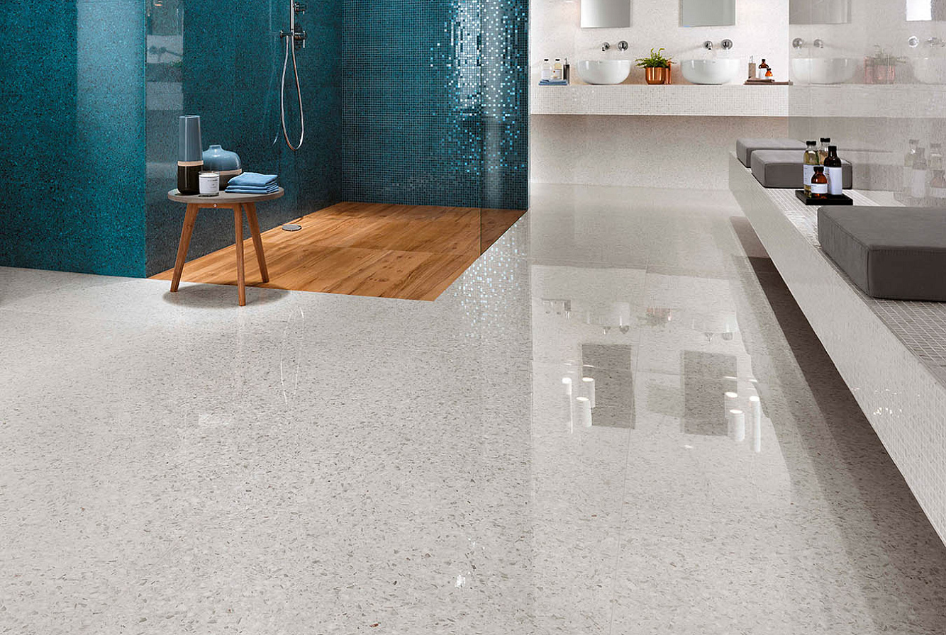 Керамическая плитка Marvel Terrazzo Blue 40x80, Marvel Terrazzo White 40x80, Marvel Terrazzo Blue Micromosaico 30,5x30,5, Мозаика Marvel Terrazzo White Micromosaico 30,5x30,5, керамогранит Etic Pro Rovere Venice Grip 22,5x90