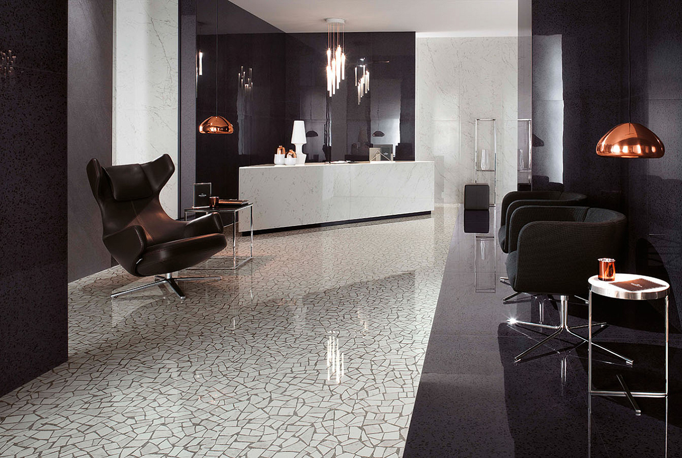 Керамогранит Marvel Gems Palladina Carrara Lappato 75x150, Marvel Gems Terrazzo Black Lappato 75x150, Marvel Stone Carrara Pure Lappato 75x150, Marvel Stone Basaltina Volcano 75x150